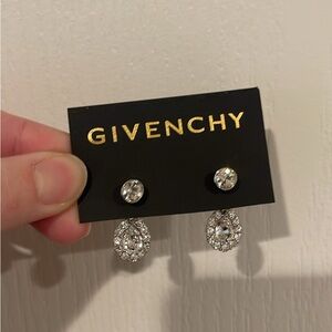 Givenchy Silver tone rhinestone post back blingy Earrings